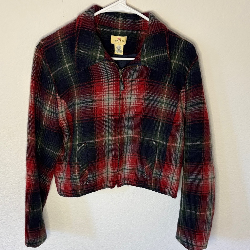 Pendleton Red and Green Plaid Bomber Jacket